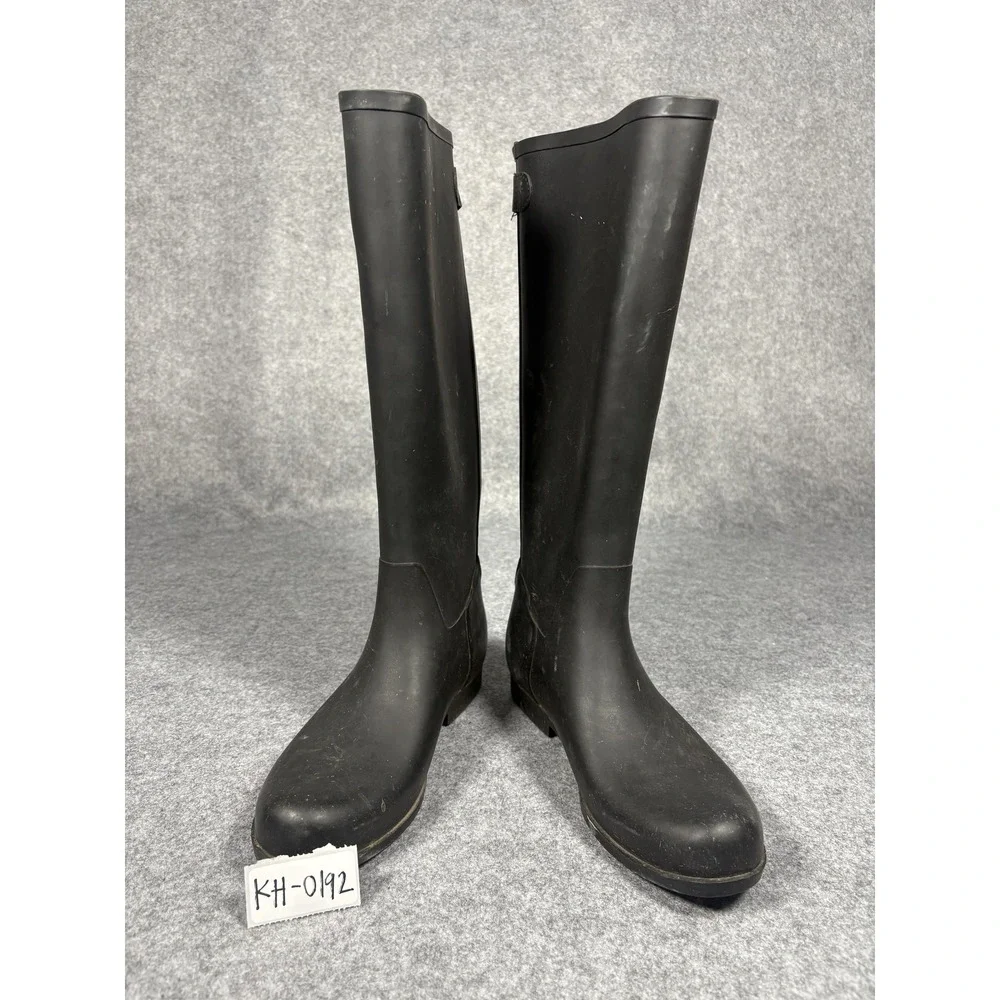 Style #17967 Tall Back Zip Rain Boots 8‎ Black Waterproof Rubber